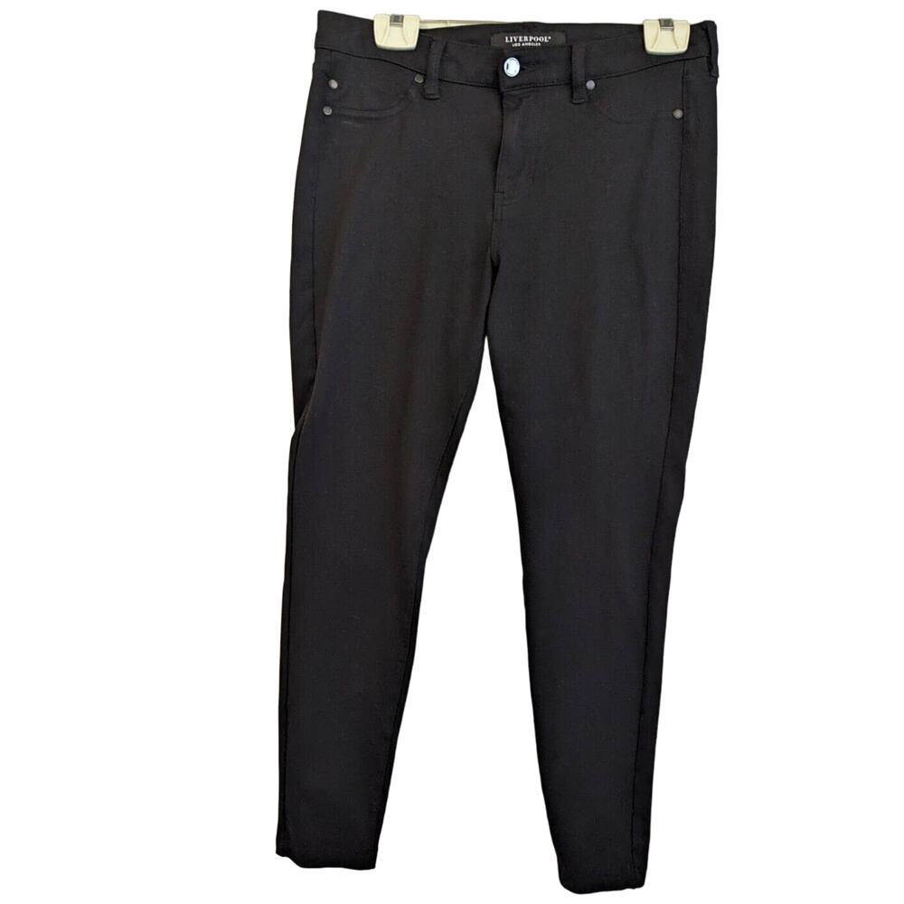 Liverpool Pants Stretch Slim Leg True Black Soft Casual Work Comfort Tiny Flaw